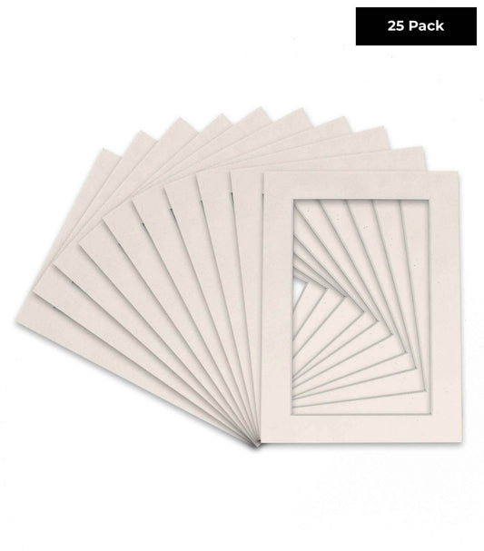 Pack of 25 White Suede Precut Acid-Free Matboards