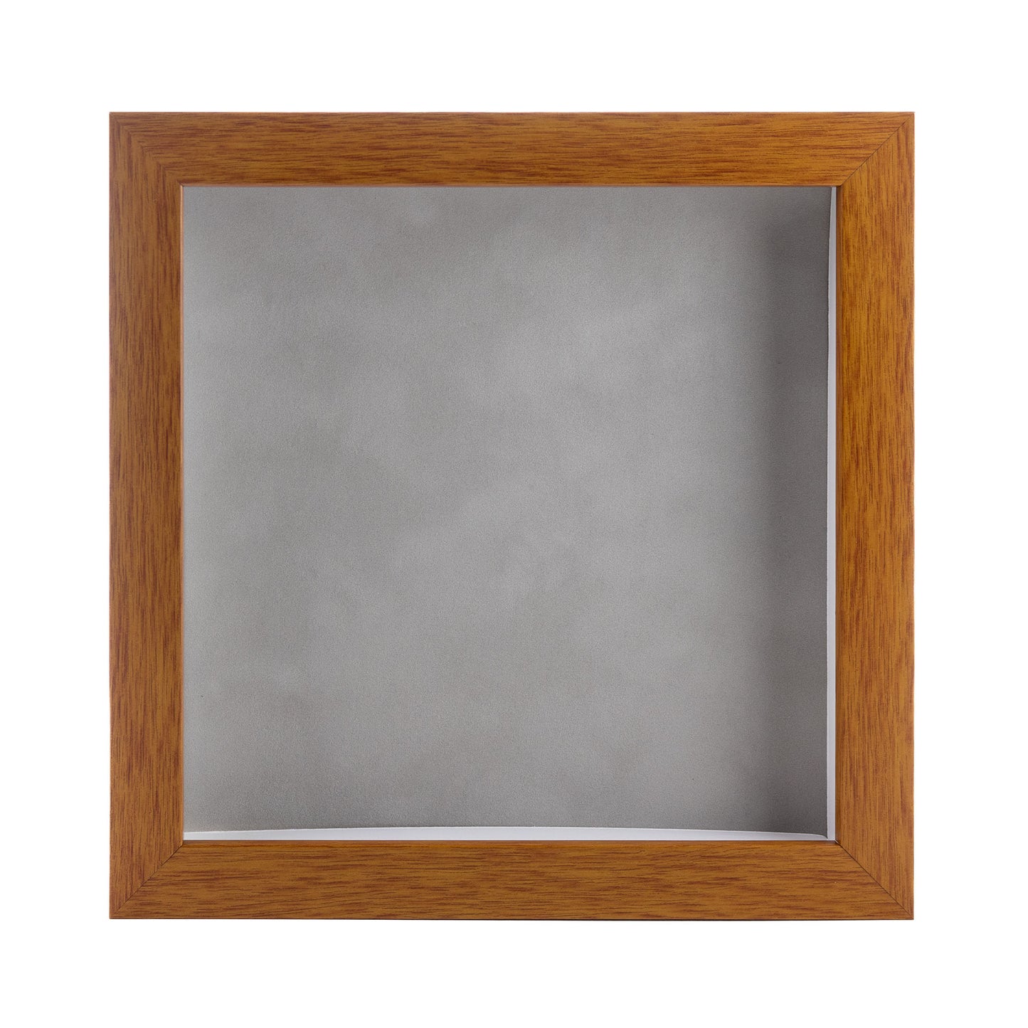 Honey Pecan Shadow Box Frame With Light Grey Acid-Free Suede Backing