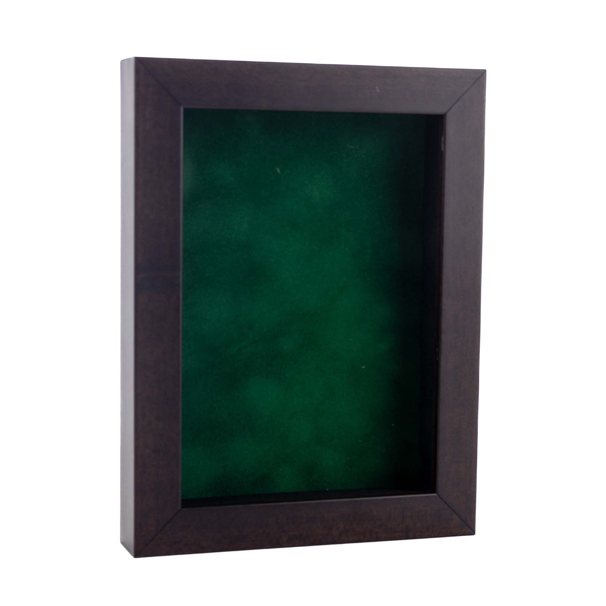 Walnut Shadow Box Frame With Forest Green Acid-Free Suede Backing ...