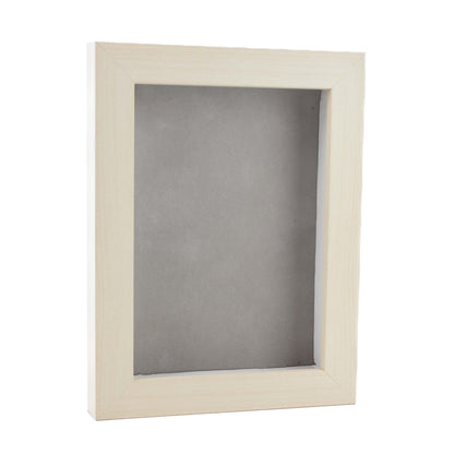 White Washed Shadow Box Frame With Light Grey Acid-Free Suede Backing