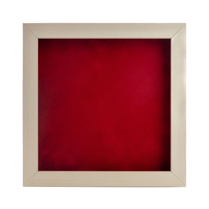 White Washed Shadow Box Frame With Red Acid-Free Suede Backing