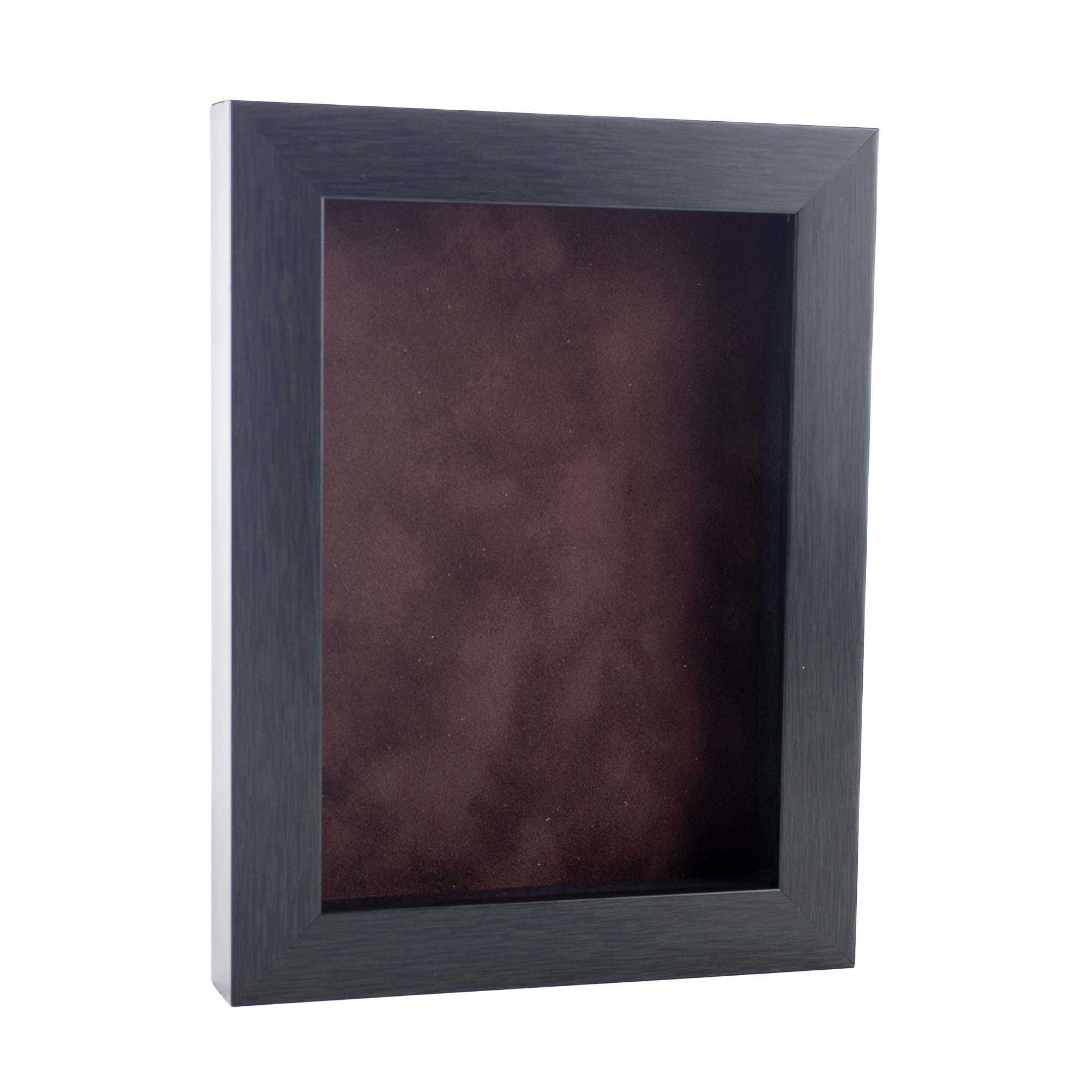 Charcoal Shadow Box Frame With Brown Acid-Free Suede Backing – Poster ...