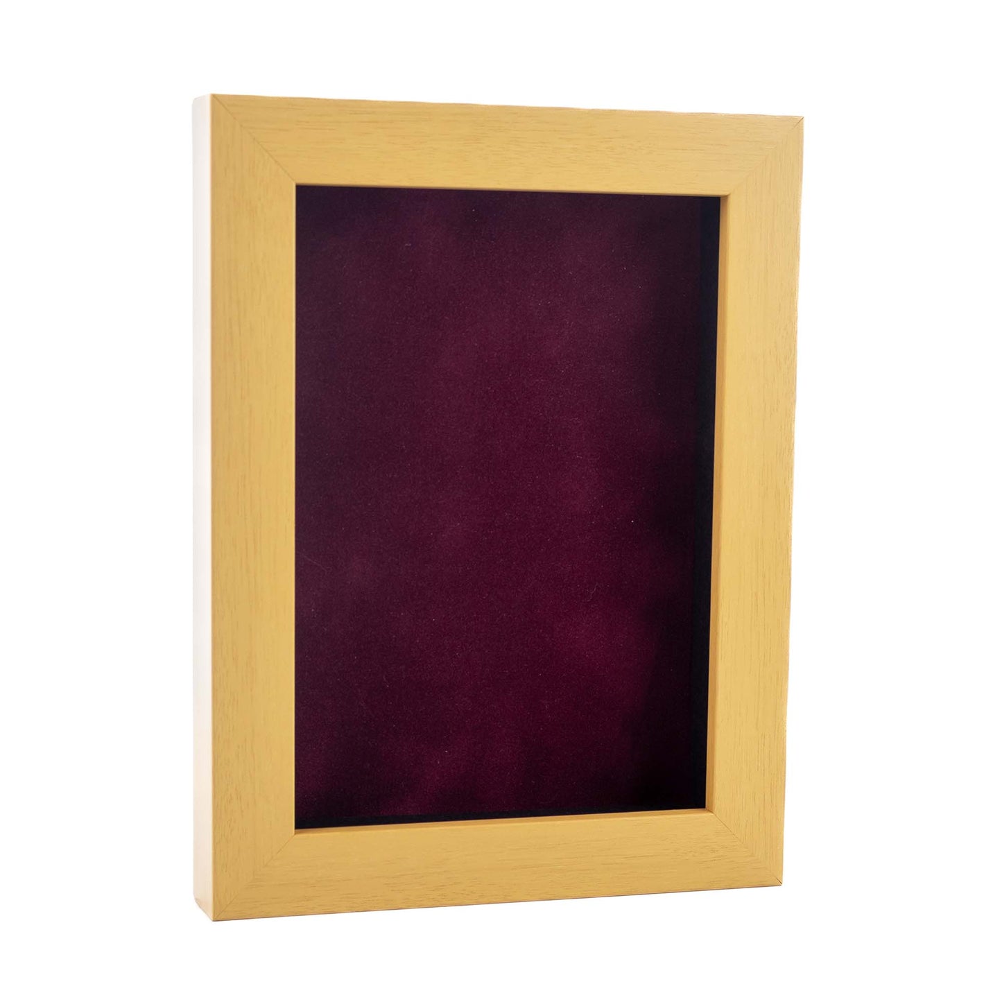 Natural Shadow Box Frame With Dark Berry Acid-Free Suede Backing