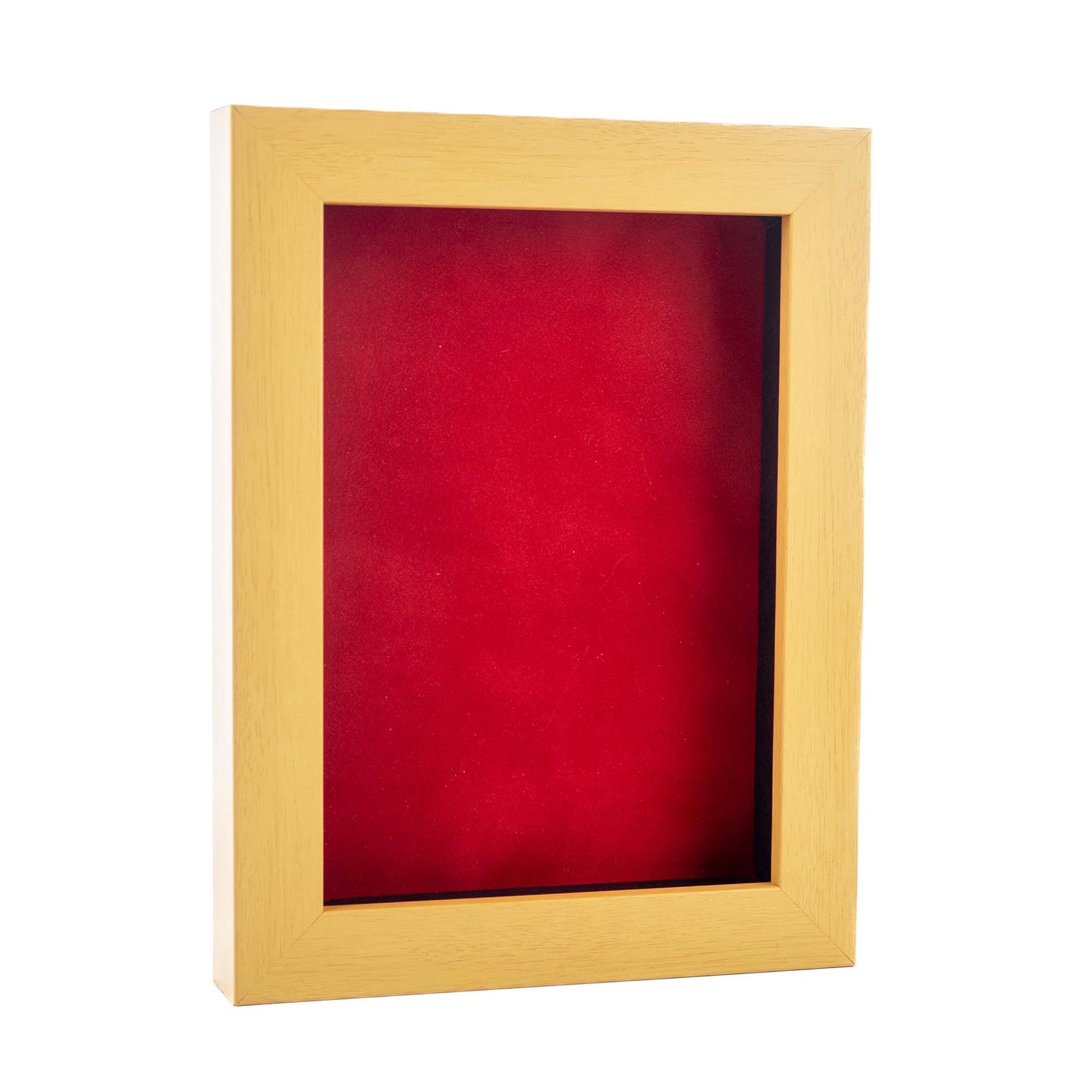 Natural Shadow Box Frame With Red Acid-Free Suede Backing