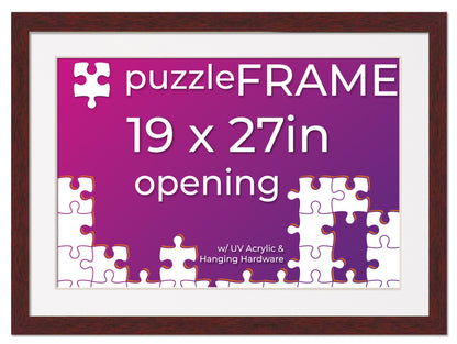 Brown Frame With White Mat for Jigsaw Puzzles