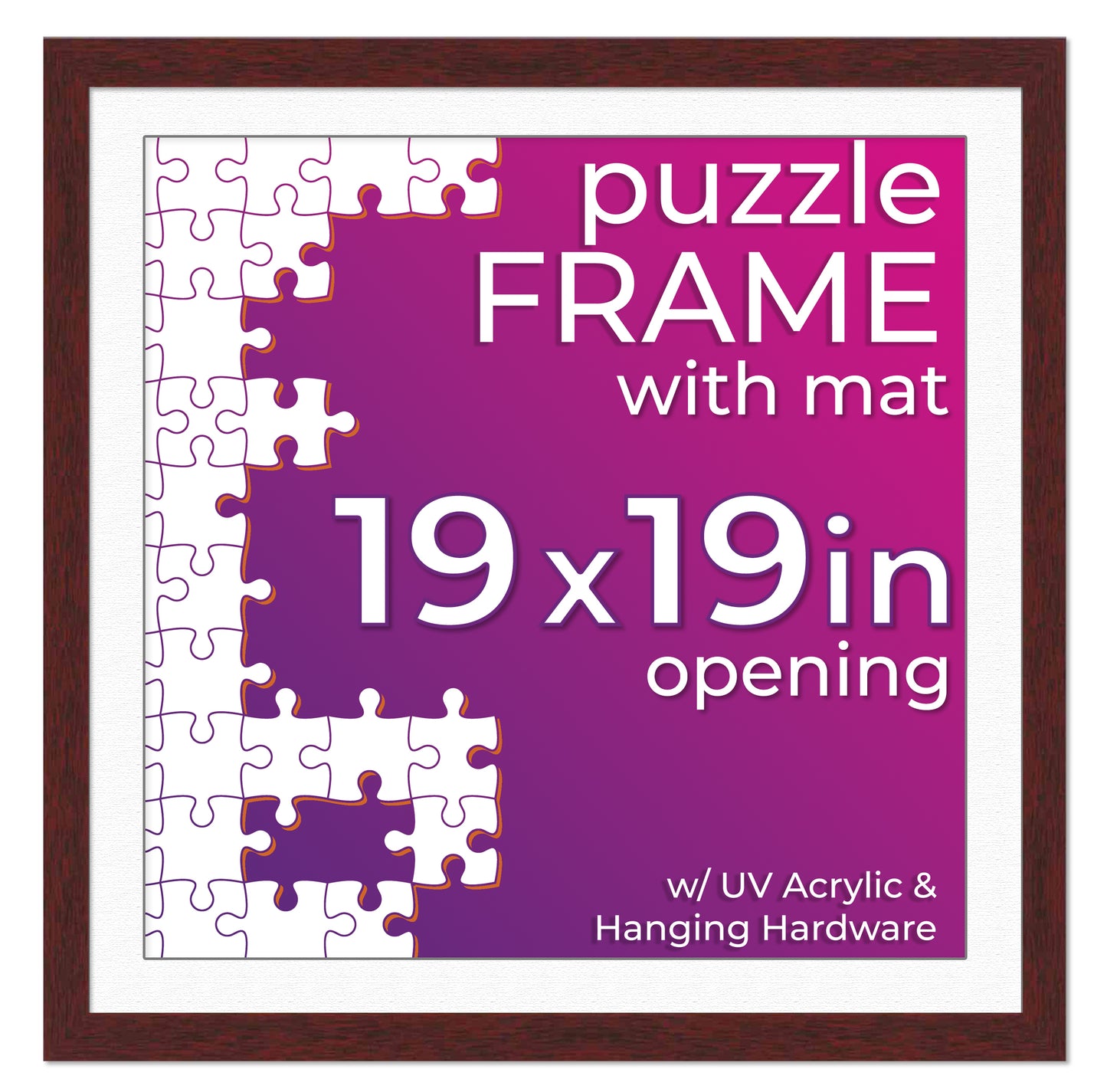 Brown Frame With White Mat for Jigsaw Puzzles