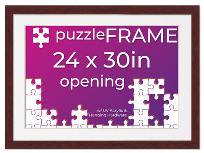 Brown Frame With White Mat for Jigsaw Puzzles