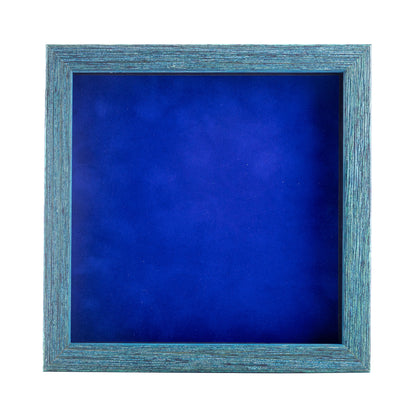 Distressed Blue Shadow Box Frame With Royal Blue Acid-Free Suede Backing