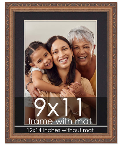 Antique Gold Frame with Black Mat