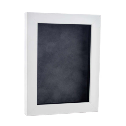 White Shadow Box Frame With Dark Grey Acid-Free Suede Backing