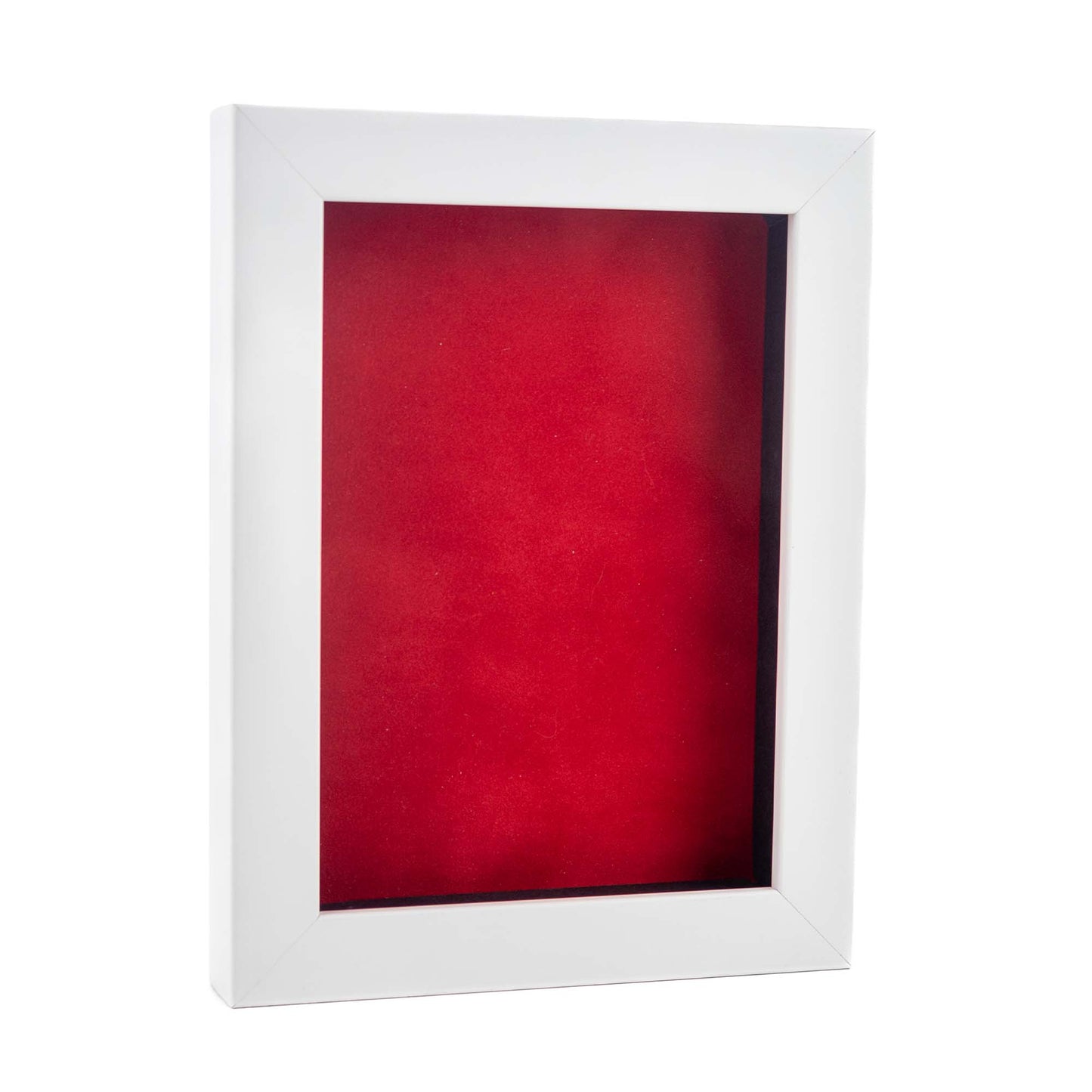 White Shadow Box Frame With Red Acid-Free Suede Backing