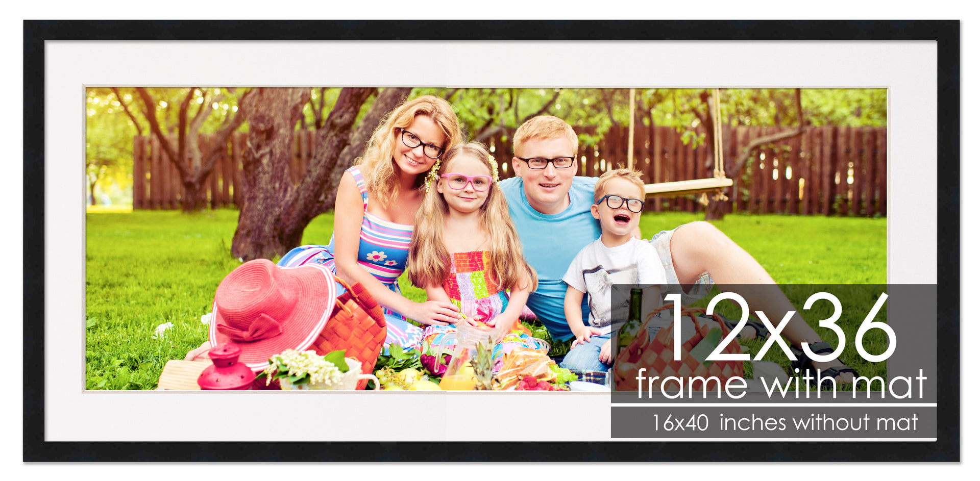 18x18 Frame with Mat - Black 20x20 Frame Wood Made to Display Print or Poster Measuring 18 x 18 Inches with White Photo Mat