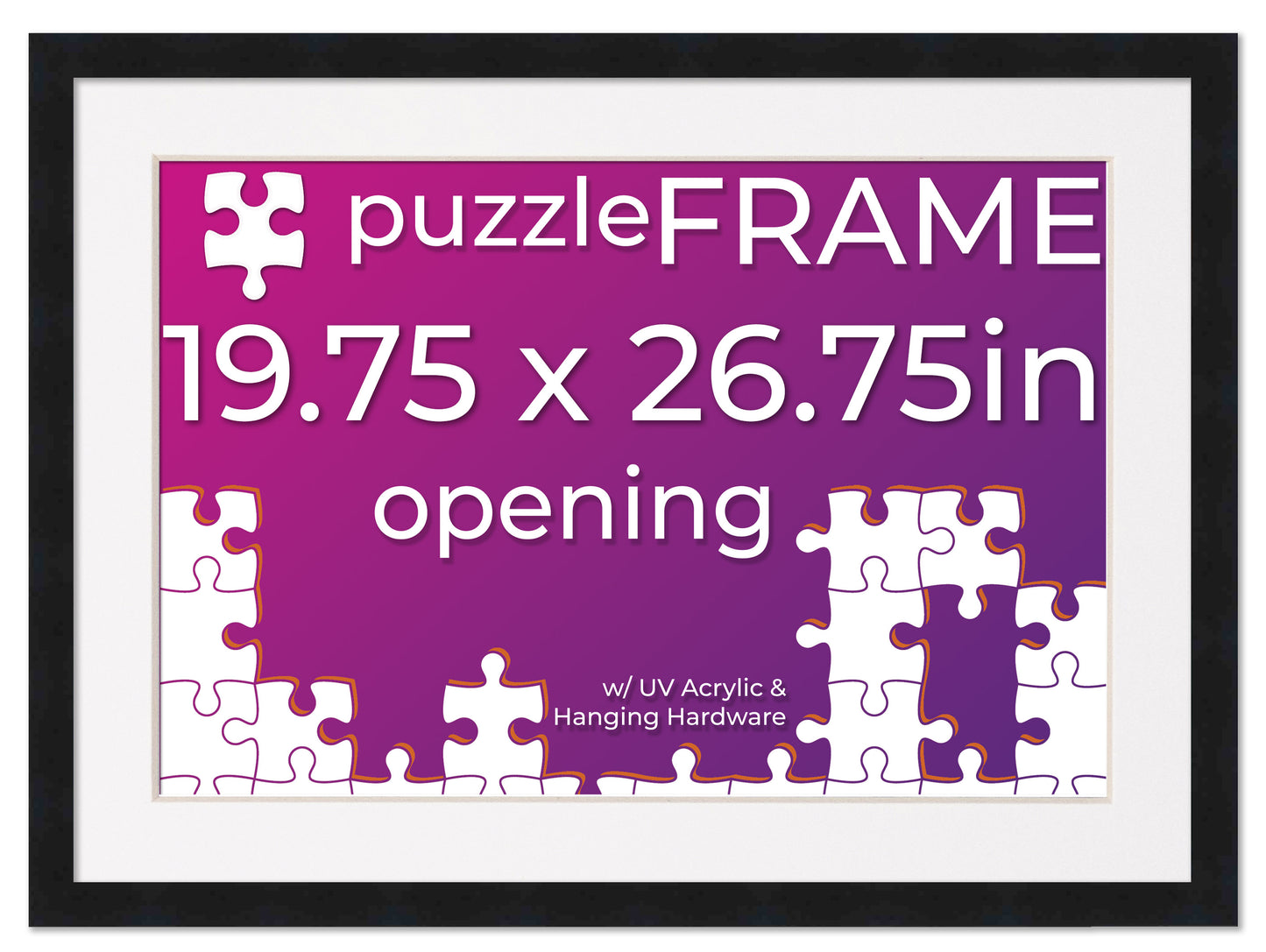 Black Frame With White Mat for Jigsaw Puzzles