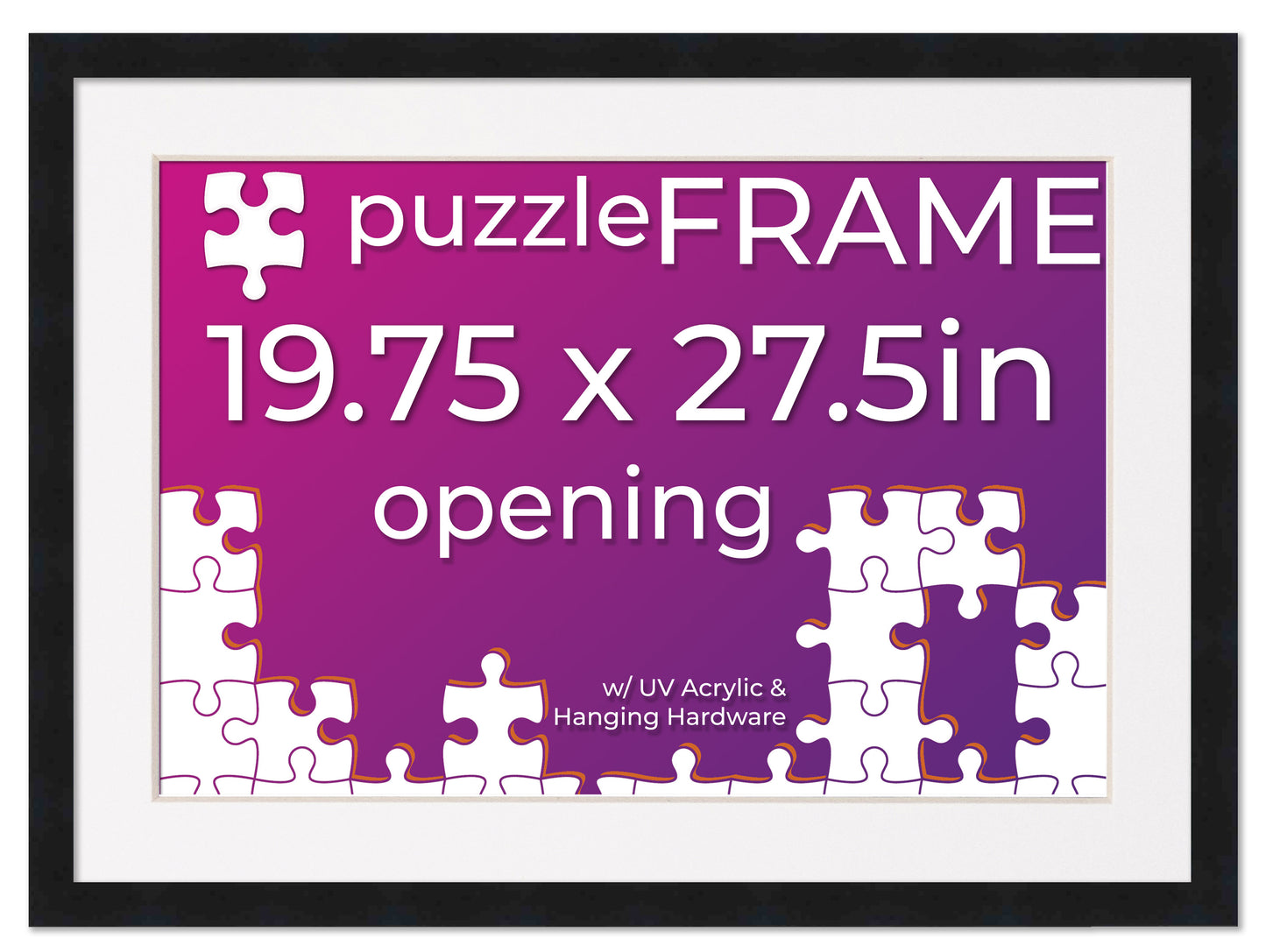 Black Frame With White Mat for Jigsaw Puzzles