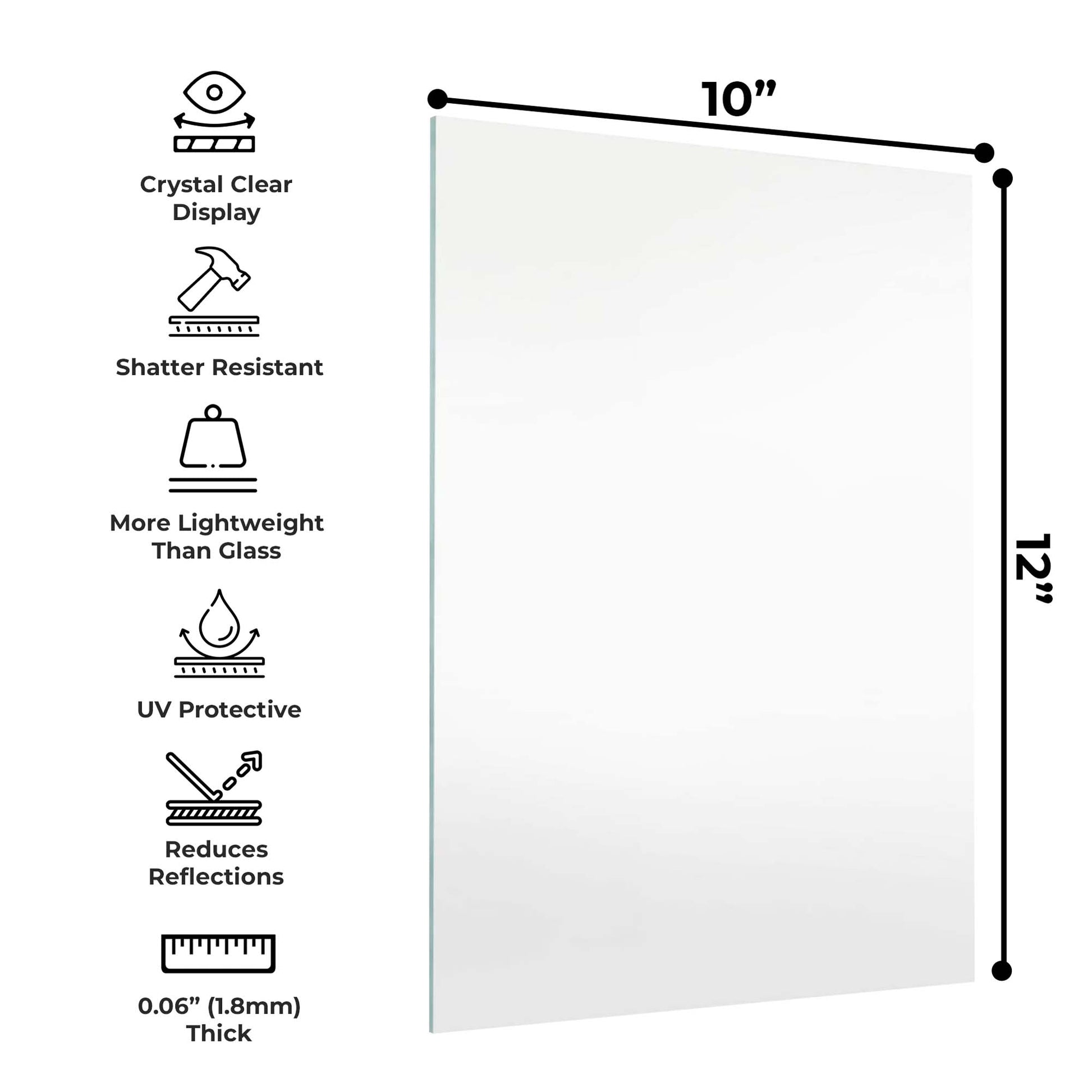 Replacement Picture Frame Glass - Acrylic - Non-Glare Glass